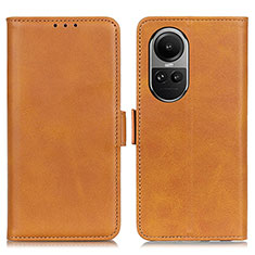 Leather Case Stands Flip Cover Holder M15L for Oppo Reno10 5G Light Brown