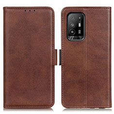 Leather Case Stands Flip Cover Holder M15L for Oppo Reno5 Z 5G Brown