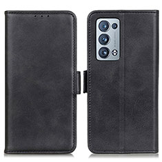 Leather Case Stands Flip Cover Holder M15L for Oppo Reno6 Pro 5G Black