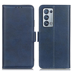 Leather Case Stands Flip Cover Holder M15L for Oppo Reno6 Pro 5G Blue