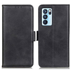 Leather Case Stands Flip Cover Holder M15L for Oppo Reno6 Pro 5G India Black