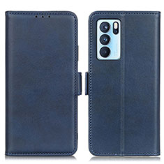 Leather Case Stands Flip Cover Holder M15L for Oppo Reno6 Pro 5G India Blue