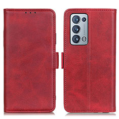 Leather Case Stands Flip Cover Holder M15L for Oppo Reno6 Pro 5G Red