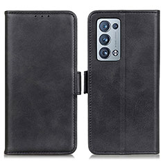 Leather Case Stands Flip Cover Holder M15L for Oppo Reno6 Pro+ Plus 5G Black