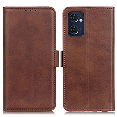 Leather Case Stands Flip Cover Holder M15L for Oppo Reno7 5G Brown