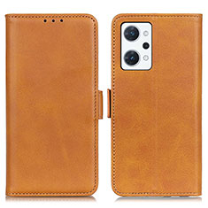 Leather Case Stands Flip Cover Holder M15L for Oppo Reno7 A Light Brown
