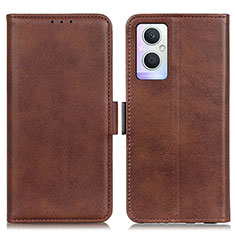 Leather Case Stands Flip Cover Holder M15L for Oppo Reno7 Lite 5G Brown
