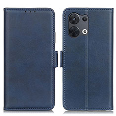 Leather Case Stands Flip Cover Holder M15L for Oppo Reno8 5G Blue