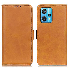 Leather Case Stands Flip Cover Holder M15L for Realme 9 5G Light Brown