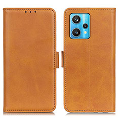 Leather Case Stands Flip Cover Holder M15L for Realme 9 Pro 5G Light Brown