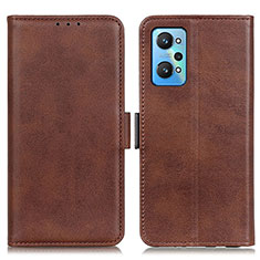 Leather Case Stands Flip Cover Holder M15L for Realme GT Neo 3T 5G Brown