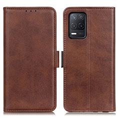 Leather Case Stands Flip Cover Holder M15L for Realme Q3 5G Brown
