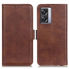 Leather Case Stands Flip Cover Holder M15L for Realme V23i 5G Brown