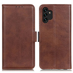 Leather Case Stands Flip Cover Holder M15L for Samsung Galaxy A04s Brown
