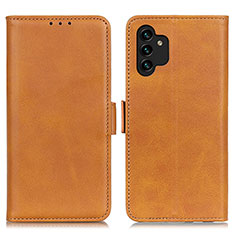 Leather Case Stands Flip Cover Holder M15L for Samsung Galaxy A04s Light Brown