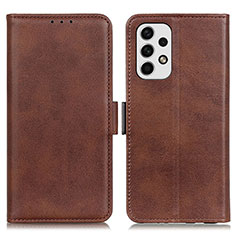 Leather Case Stands Flip Cover Holder M15L for Samsung Galaxy A23 5G Brown