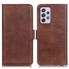 Leather Case Stands Flip Cover Holder M15L for Samsung Galaxy A73 5G Brown