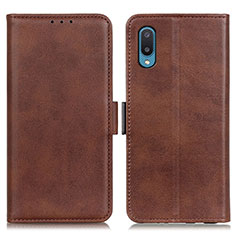 Leather Case Stands Flip Cover Holder M15L for Samsung Galaxy M02 Brown