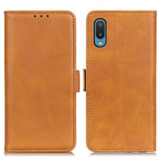 Leather Case Stands Flip Cover Holder M15L for Samsung Galaxy M02 Light Brown