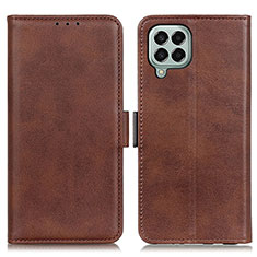 Leather Case Stands Flip Cover Holder M15L for Samsung Galaxy M33 5G Brown