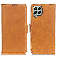 Leather Case Stands Flip Cover Holder M15L for Samsung Galaxy M33 5G Light Brown