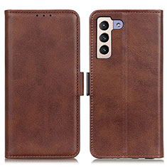Leather Case Stands Flip Cover Holder M15L for Samsung Galaxy S21 5G Brown