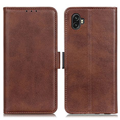 Leather Case Stands Flip Cover Holder M15L for Samsung Galaxy Xcover Pro 2 5G Brown