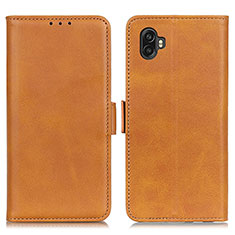 Leather Case Stands Flip Cover Holder M15L for Samsung Galaxy Xcover Pro 2 5G Light Brown