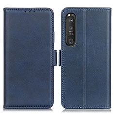 Leather Case Stands Flip Cover Holder M15L for Sony Xperia 1 III Blue