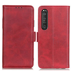 Leather Case Stands Flip Cover Holder M15L for Sony Xperia 1 III Red