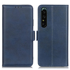 Leather Case Stands Flip Cover Holder M15L for Sony Xperia 1 IV SO-51C Blue