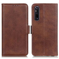 Leather Case Stands Flip Cover Holder M15L for Sony Xperia 1 V Brown