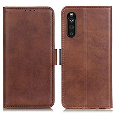 Leather Case Stands Flip Cover Holder M15L for Sony Xperia 10 III Brown