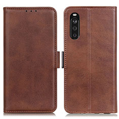 Leather Case Stands Flip Cover Holder M15L for Sony Xperia 10 III SO-52B Brown
