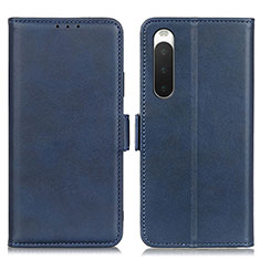 Leather Case Stands Flip Cover Holder M15L for Sony Xperia 10 IV Blue