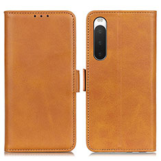 Leather Case Stands Flip Cover Holder M15L for Sony Xperia 10 IV Light Brown