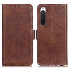 Leather Case Stands Flip Cover Holder M15L for Sony Xperia 10 V Brown