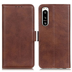 Leather Case Stands Flip Cover Holder M15L for Sony Xperia 5 IV Brown