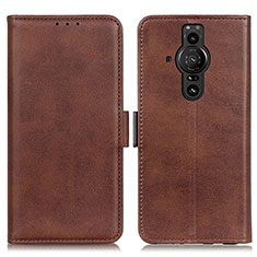 Leather Case Stands Flip Cover Holder M15L for Sony Xperia PRO-I Brown
