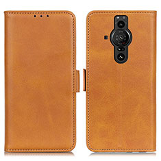Leather Case Stands Flip Cover Holder M15L for Sony Xperia PRO-I Light Brown