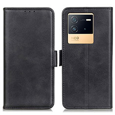 Leather Case Stands Flip Cover Holder M15L for Vivo iQOO Neo6 5G Black
