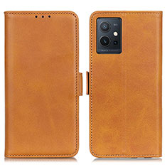 Leather Case Stands Flip Cover Holder M15L for Vivo iQOO Z6 5G Light Brown