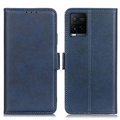 Leather Case Stands Flip Cover Holder M15L for Vivo Y21 Blue