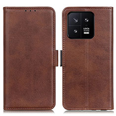 Leather Case Stands Flip Cover Holder M15L for Xiaomi Mi 13 5G Brown