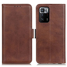 Leather Case Stands Flip Cover Holder M15L for Xiaomi Poco X3 GT 5G Brown