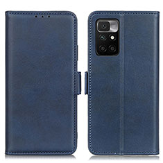 Leather Case Stands Flip Cover Holder M15L for Xiaomi Redmi 10 (2022) Blue