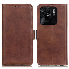 Leather Case Stands Flip Cover Holder M15L for Xiaomi Redmi 10 Power Brown
