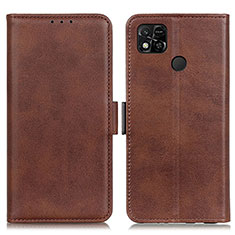 Leather Case Stands Flip Cover Holder M15L for Xiaomi Redmi 10A 4G Brown