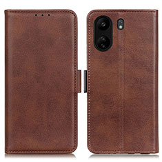 Leather Case Stands Flip Cover Holder M15L for Xiaomi Redmi 13C Brown