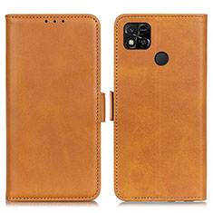 Leather Case Stands Flip Cover Holder M15L for Xiaomi Redmi 9C Light Brown